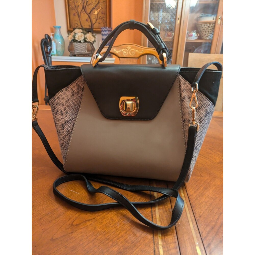 Alberta Di Canio Women's Handbag Satchel Snakeskin Handle & Strap Italy Leather